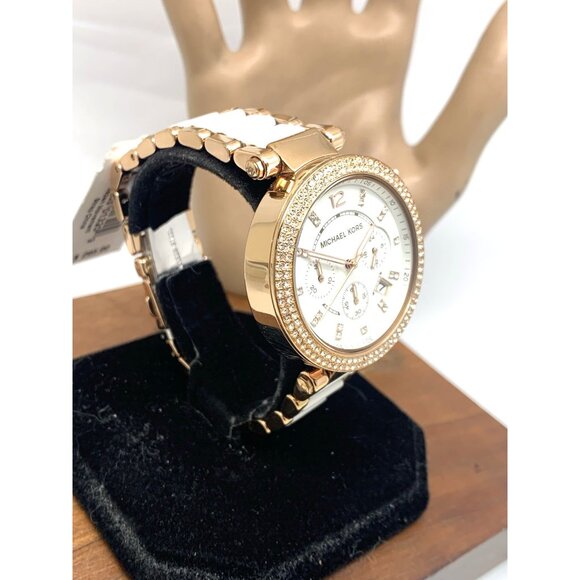 Michael Kors Women's Watch MK5774 Parker Quartz Chronograph Rose Gold White 39mm - Picture 15 of 15